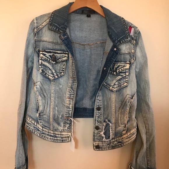 Fire Los Angeles Jackets & Blazers - Fire Los Angeles Jean Jacket W/ Flag Patch